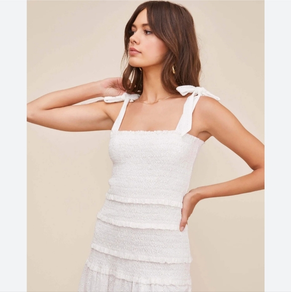 NWOT ASTR "Tessa" Cream Smock Top Midi Dress. - Picture 8 of 8